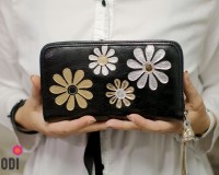 Wallet Flora Black with Flowers