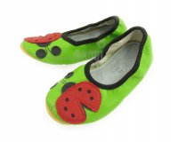 School Slippers Green with Ladybug