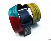 Leather Belt Colourful with Stitches