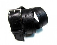 Leather Belt Black with Black Stitches