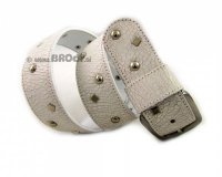 Leather Belt Kiri White with Metal